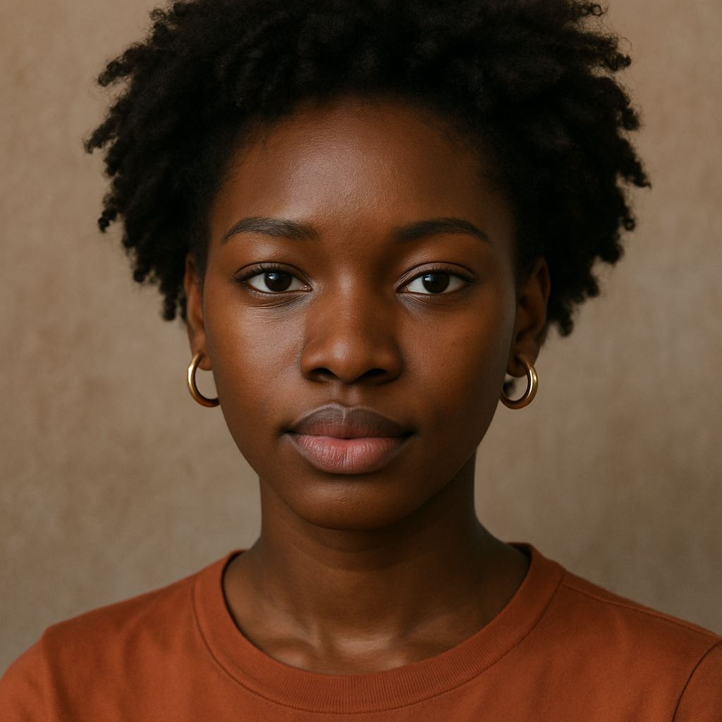 Jeune femme noire européenne au style naturel et libéral
