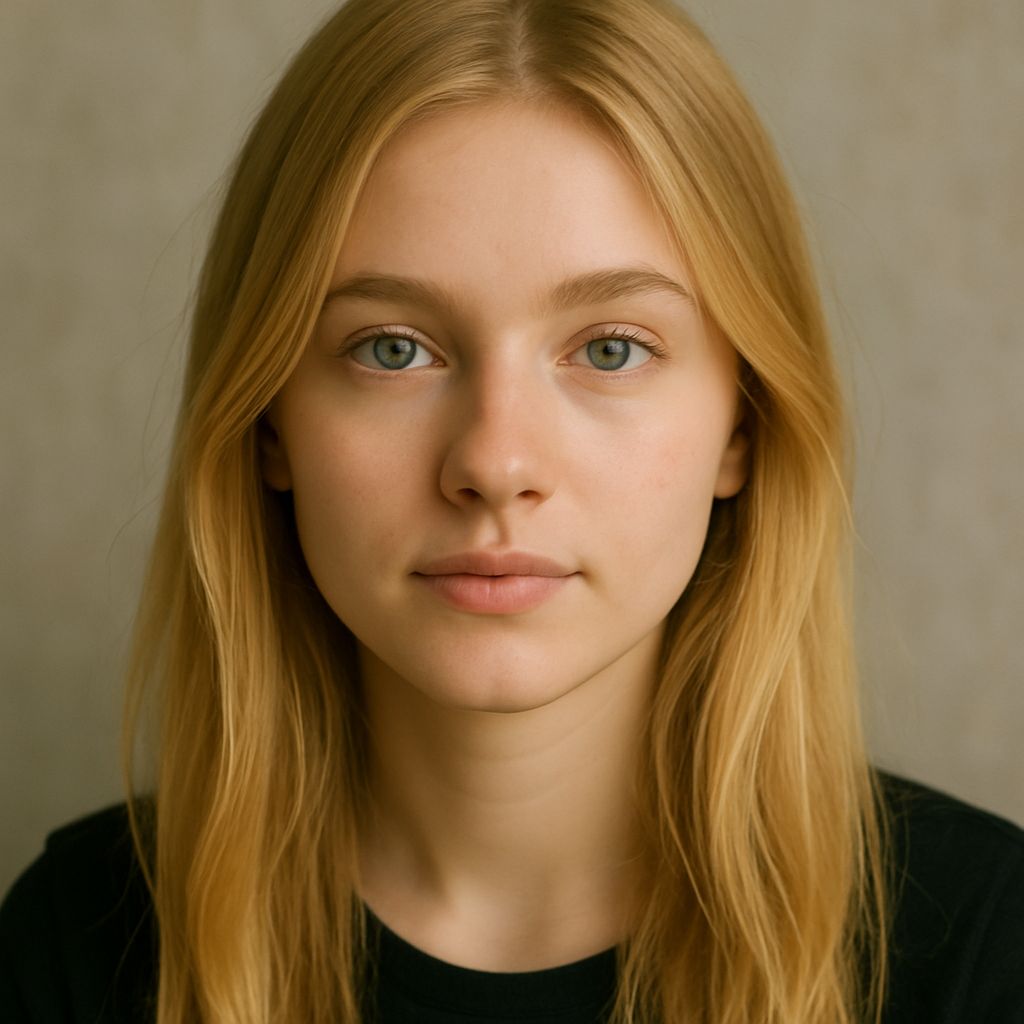 Jeune femme blonde aux yeux verts