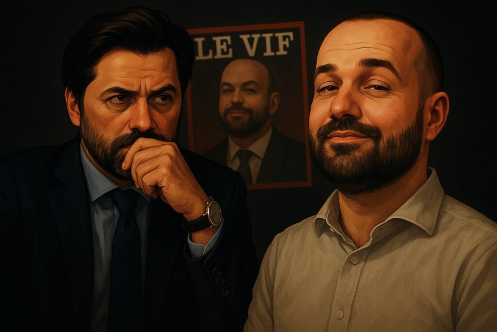 Georges‑Louis Bouchez et Vincent Flibustier lié à l’affaire Le Vif et au journalisme militant en Belgique.